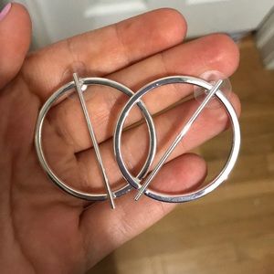 Mid cross silver hoops